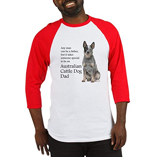 CafePress Cattle Dog Dad Baseball Jersey Cotton Baseball Jersey, 3/4 Raglan Sleeve Shirt Red/White