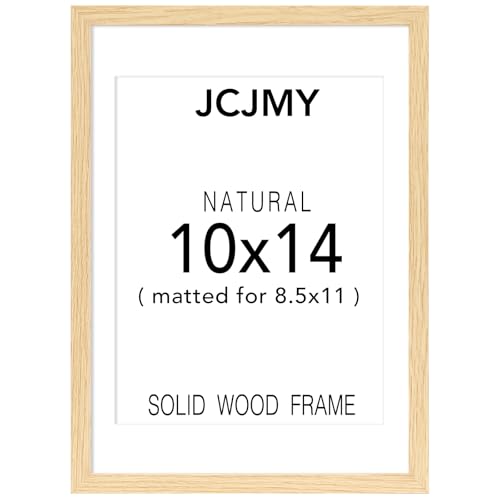 JCJMY 10x14 Solid Wood Picture Frame for 30 x 40cm Diamond Painting Art Display 8.5x11 with Mat or 10 x 14 without Wooden 10 by 14 Photo Frame with Plexiglass for Wall Hanging 1 Pack Natural