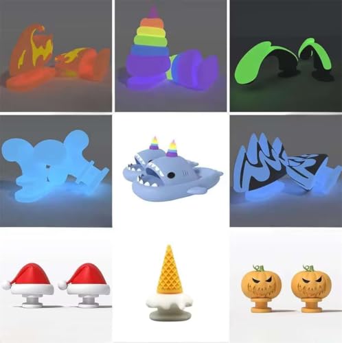 Shark Slides Fins Ice Cream Cone, 2Pair Cloud Shark Slipper Top Decoration Accessories With 3D Funny Fins Ice Cream Cone3