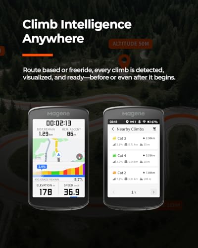 Image of Magene C706 Smart GPS Bike Computer - 3.3 inch Color Touchscreen with Map Navigation, Voice Guidance, Freeride ClimbPro, Live Segments, Dual-Band GNSS Cycling Computer