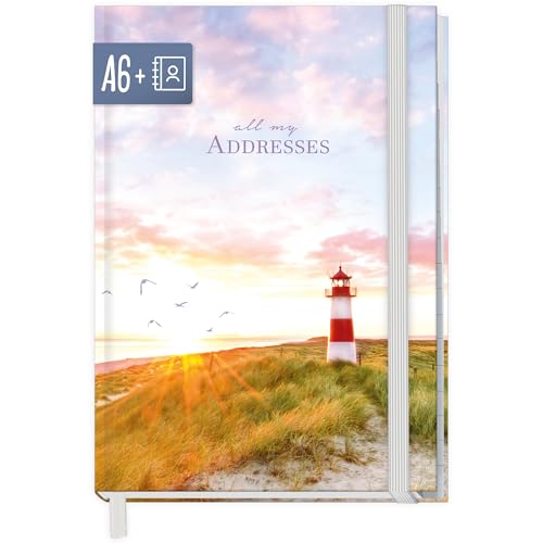 paper&you Adressbuch A6+ mit Register A-Z und 120 g/m Premium-Papier Leuchtturm Buch für Kontakte Geburtstage & Passwörter - nachhaltig & klimafreundlich