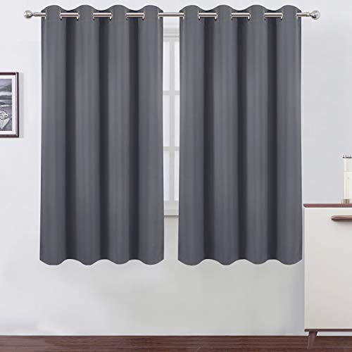 Image of LEMOMO Grey Blackout Curtains 66 x 63 Inch Length /Set of 2 Curtain Panels /Thermal Insulated Room Darkening Blackout Curtains for Bedroom