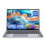 PC Portatile 15.6 Pollici, Win 11 Notebook Core i5-8210Y, Notebook 24GB RAM 512GB SSD, Laptop 1200P IPS FHD Schermo, USB3.0, Type-C,TF Card Slot,Mini HDMI,Mini-HDMI,BT5,Webcam,WIFI5Per Studio Lavoro