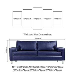 Wieco Art 5 Panels Ocean Sea Beach Canvas Wall Art for Home Decor Blue Sea Artwork Picture Print on Canvas Seascape Wall Decor for Living Room Home Hotel Decorations