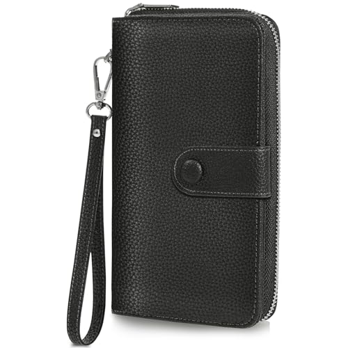 Image of Wristlet Wallets for Women RFID Blocking, Large Capacity Long Wallet Women Leather Credit Card Holder