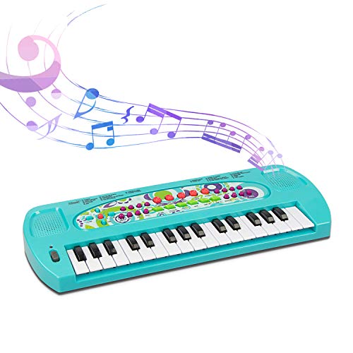 SAOCOOL Kids Piano, 32 Keys Multifunction Electronic Keyboard Piano Teaching Keyboard Gift for Children (Blue)