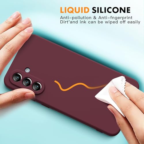 Image of DIZORO Microfiber Candy Case for Samsung A36 5G Smooth Touch Cushion Liquid Soft Silicone Gel Rubber Phone Cases Non-Slip Full Body Protective Shockproof Back Cover (Wine)