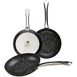 Sartenes Wecook Amazon WECOOK! Granite Set Juego 3 Sartenes Inducción 20-24-28 cm Aluminio Forjado, Antiadherente Ecológico Piedra sin PFOA, Mangos Acero, Apta Todas Cocinas, Vitrocerámica, Gas, Horno