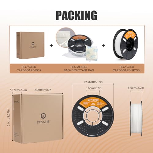 Image of ERYONE Matte PLA Lite 3D Printer Filament 1.75 + /- 0.03mm, Matte Filament 1KG(2.2LBS) Spool, Soft White
