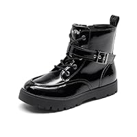 DREAM PAIRS Boys Girls Ankle Boots Lace-up with Buckle Strap Combat boot for Toddler/Little Kid/Big Kids
