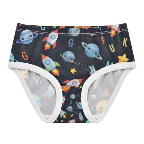 Toddler Girl Panties, Cute Cartoon Planets Girls Cotton Underwear, 2T–8 Years