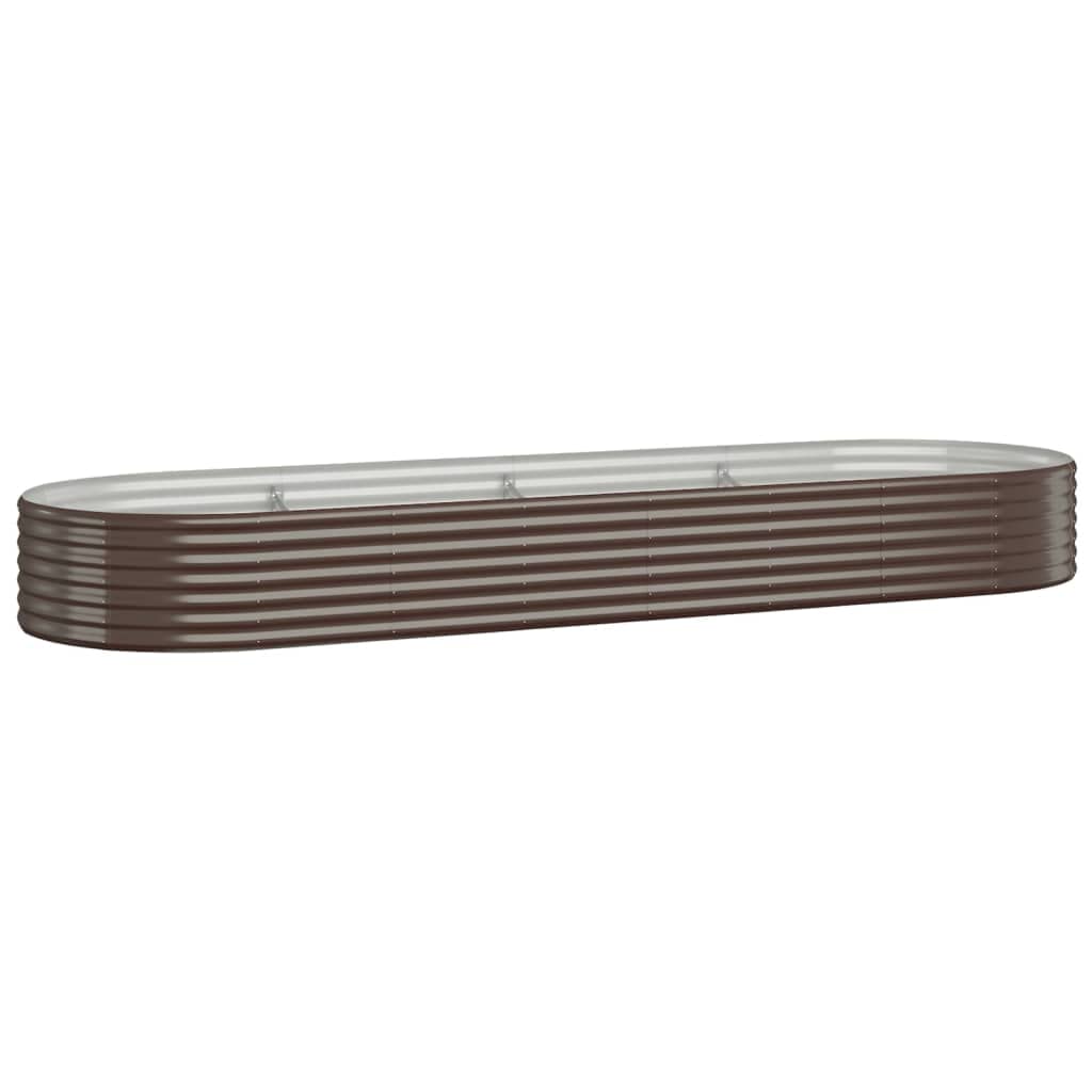 vidaXL Raised Garden Bed - Powder-coated Steel - 322x100x36 cm - Brown