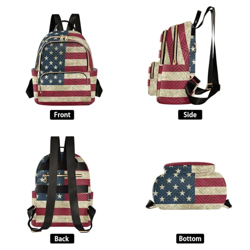 Image of ALAZA Vintage American Flag Small Backpack Purse for Women Travel Bag Fashion Daypack Back Pack Shoulder Bag