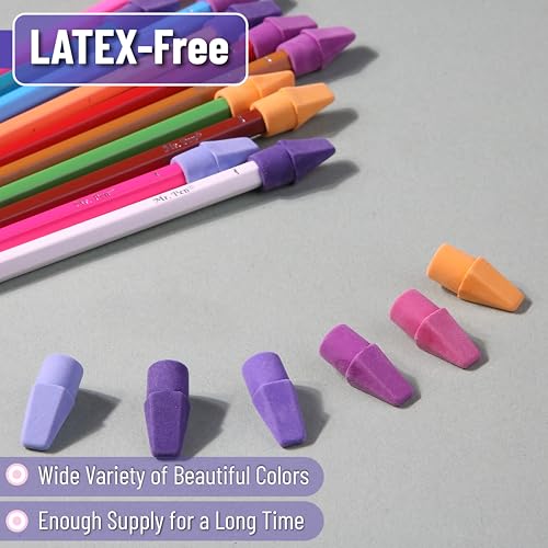 Image of Mr. Pen- Pencil Top Erasers, 120 Pack, 6 Different Twilight Pulse Colors, Latex-Free & No Smudge Pencil Eraser Tops