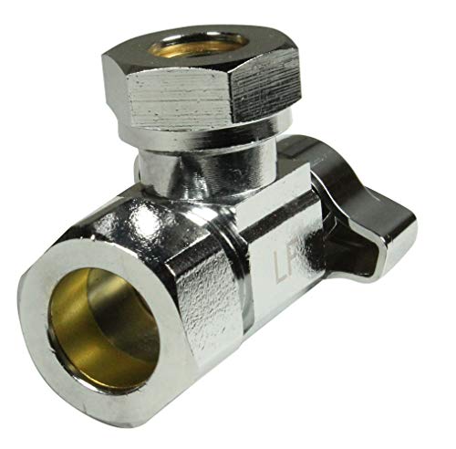 Image of Heavy Duty 1 /2 in. NOM Comp Inlet x 7 /16 in. - 1 /2 in. OD Slip Joint Outlet Chrome Plated Brass 1 /4 Turn Squared Body Angle Valve (5 Pack)