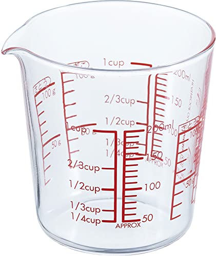 Image of HARIO MJC-20-R-BK Heat Resistant Glass Measuring Cup, Made in Japan, 6.8 fl oz (200 ml)