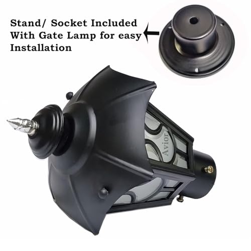 BrighLyt Gate Light with Socket for Installation, Gate Lamp for Outdoor Waterproof – Decorative Gate Light Lamp for Garden, Pathway & Entrance (Metal + Glass + 2 Socket) (Pack of 2)