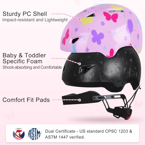 Image of Toddler Helmet, Baby Infant Kids Bike Helmet for Kids Age 1-3 /2-4 /3-5 /5-8 Adjustable Toddler Bike Helmets for Boys Girls for Scooter Skateboard Cycling