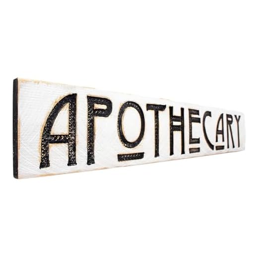 Apothecary Black & White Wood Sign