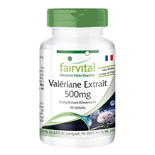 Fairvital | Valerian 500mg - set pour pendant 3 mois - VEGAN - dose élevée - 4 fois concentré 90 Capsules- extrait de racine de valériane