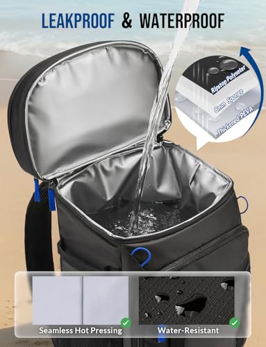 Backpack Cooler Insulated Leak Proof 36/40 Cans Large Capacity Soft Insulated Cooler Bag Lightweight Lunch Backpack for Men Women Work Travel Beach Camping Picnic Hiking - Black - Image 6