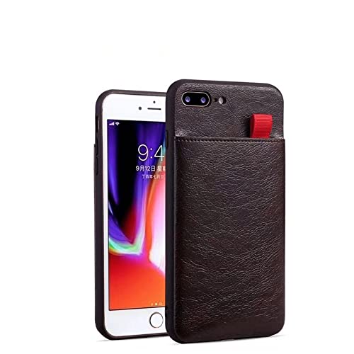 Étui cuir iPhone X avec fente de carte pull pouch anti-choc marron café
