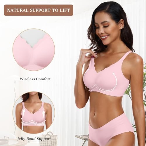 Image of OEAK Womens Wireless Jelly Bras Push Up Bralette Full Coverage No Underwire Bra Comfortable Everyday Seamless Tshirt Bras