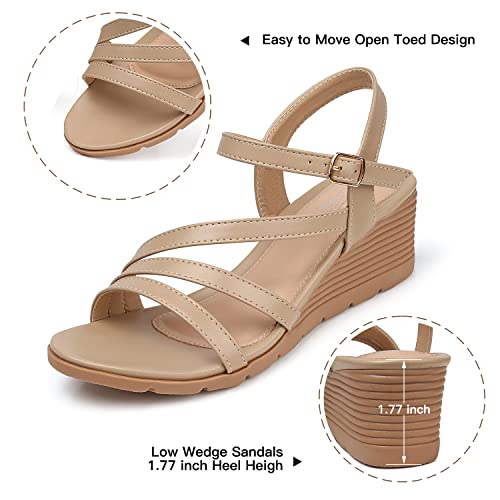 Image of SHIBEVER Wedge Sandals for Women Dressy: Comfortable Low Heel Sandal | Open Toe Ankle Strap Strappy Womens Shoes with Cushioned Casual Walking for Wedding Work Office Travel in Summer