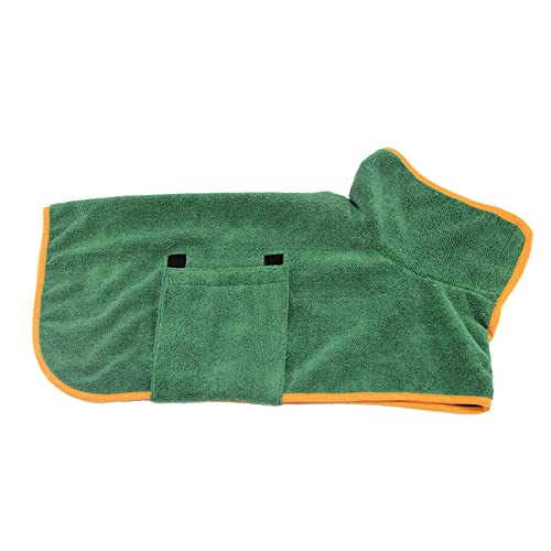 Hixingo Hundebademantel Mittelgroße Hunde, Hundehandtuch Extra Saugfähig Mikrofaser Badetuch mit Klettverschluss Verstellbar Haustier Handtuch für Katzen und Kleine Große Hunde (Grün,XL-75cm Back)