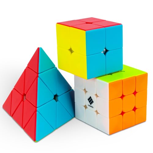 Image of Cubelelo Drift 2x2, 3x3 & Pyraminx Cube Combo (Stickerless) | Ideal for Kids Above 3 4 5 6 Years Old Boys Girls | 3 in 1 Speedcube Gift Set | High Speed Puzzle 3x3x3 2x2x2 Pyramid Triangle