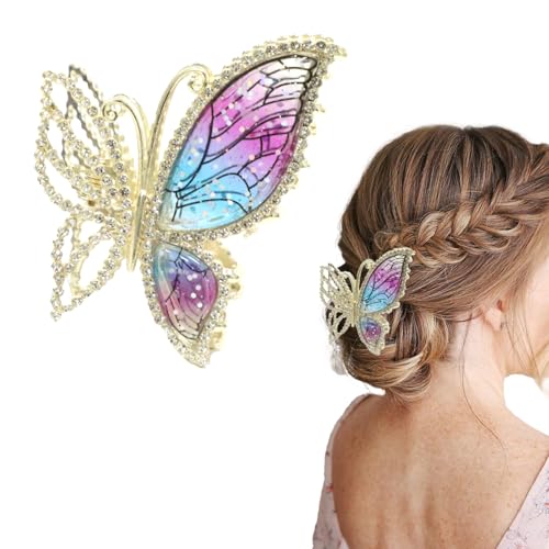 Pinza para cabello con diseño de mariposa y cristales miniatura 1