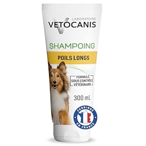 Vetocanis | Shampoing pour Chien | Démêlant Pour Poils Longs | Naturel, sans Silicone ni Parabène | Aspect Brillant et Soyeux | Formulé sous Contrôle Vétérinaire | Fabriqué en France | 300 ml