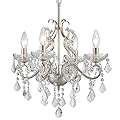 Crystal Chandelier Light Fixture, Modern K9 Crystal Chandeliers for Dining Room 4-Lights Nickel Pendant Ceiling Light Fixture for Entryway Kitchen Island Bathroom Bedroom Living Room, H 21" x W 17.7"