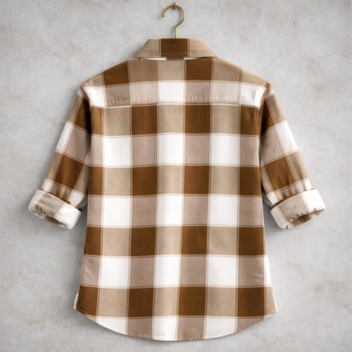 Image of FALCONWEAR Men's Cotton Checkered Casual Shirt Black and White Buffalo Plaid Button Down Full Sleeve Regular Fit Stylish for Boys and Men
