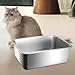 Bothyi Cat Litter Box Kitten Toilet Stainless Steel Anti Splashing Bedpan Sturdy Non Stick Large Capacity for Indoor Cats Litter Pan, Height 10cm