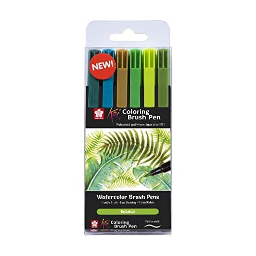 Sakura Finetek KOI Color Brush Botanic.EST.6#, Nailon, Negro, Metálico, Naranja, 6 unidades