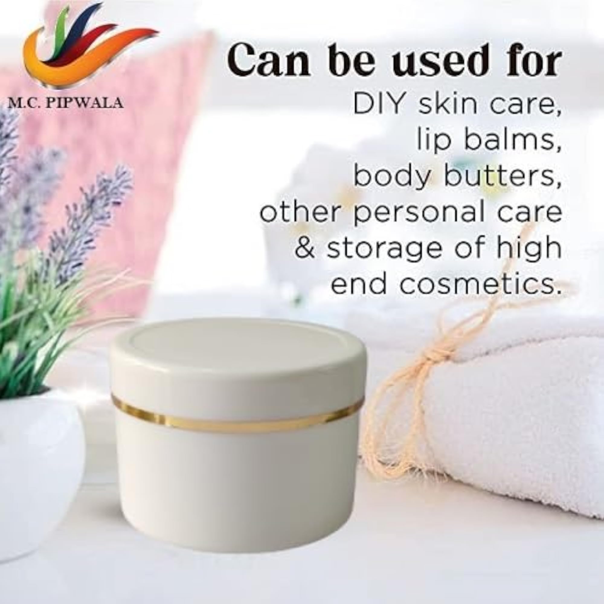 Milky White Round Cosmetic Cream Container with Foiling Cap, 100gm
