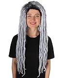 HPO Adult Women's Long Dreadlocks Wig - Dark Grey Color Dreadlock with Dark Roots - Capless Cap Design