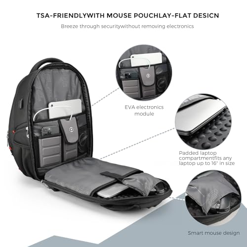 Image of Swissdigital Design Men's Laptop Backpack for Women,Large Capacity Business Travel Backpack Black /Blue | J14-12