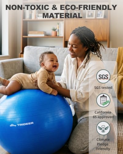 Image of Trideer Yoga Ball for Exercise, Pilates, Core & Balance Training, Stability Ball for Pregnancy & Birthing Prep, Physical Therapy, Daily Stretching, Office Chair for Active Sitting, Quick Pump Included