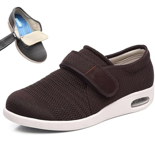 Extra breda promenadsneakers, lätta ortopediska skor, bekväm fritidssko, med justerbar förslutningsrem, för diabetiker, ödem, plantar fasciit, fötter
