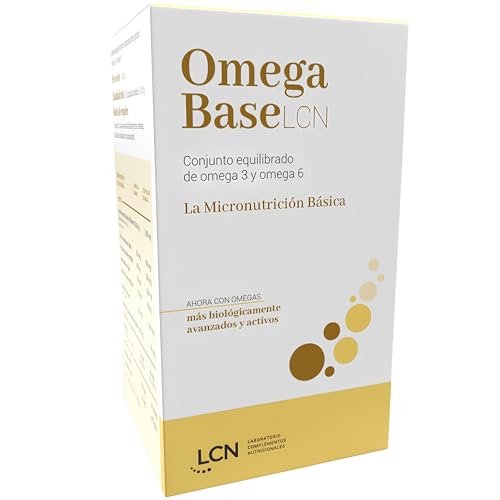 LCN Omega Base LCN Complemento Alimenticio Omega 3 + Omega 6 (DHA, ALA, SDA, LA y GLA), No Contiene EPA, Certificado IFOS,120 Cápsulas (1 envase de 120)