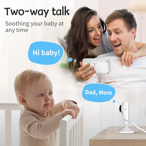 Simyke Video Baby Monitor with Camera No WiFi 1200ft Long Range, 2.8\" Plug & Play Diaplay, Auto Night Vision, 5 Lullabies Portable Baby Sound Monitor, Baby Room Use, for Baby/Elderly