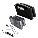 TCT-MOTORPARTS Gloss Black Hard Saddlebags w/Conversion Bracket Kit Fit For Harley Heritage Softail Deluxe Fatboy FLSTF EFI FLSTFI Springer Night Train 1984-2017