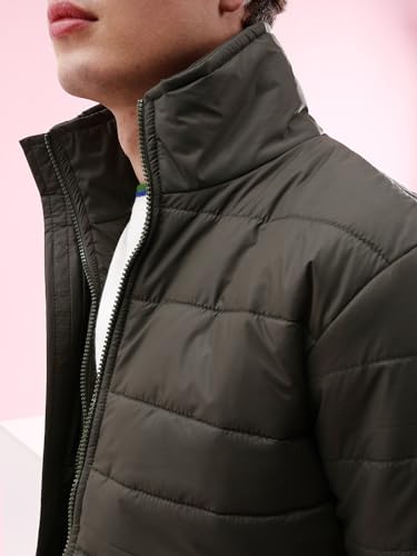 Image of The Indian Garage Co Men Regular Fit Solid Puffer Jackets