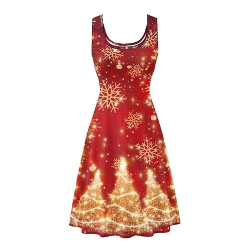 Image of Women's Casual Loose Sundress Midi Sleeveless Crewneck Dress Summer Beach Tank Dress with Pockets