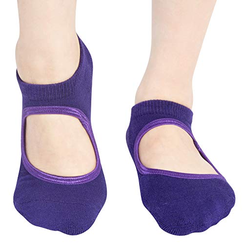 image for Chalier 4 Pairs Yoga Socks for Women Non Slip Socks for Barre Ballet D