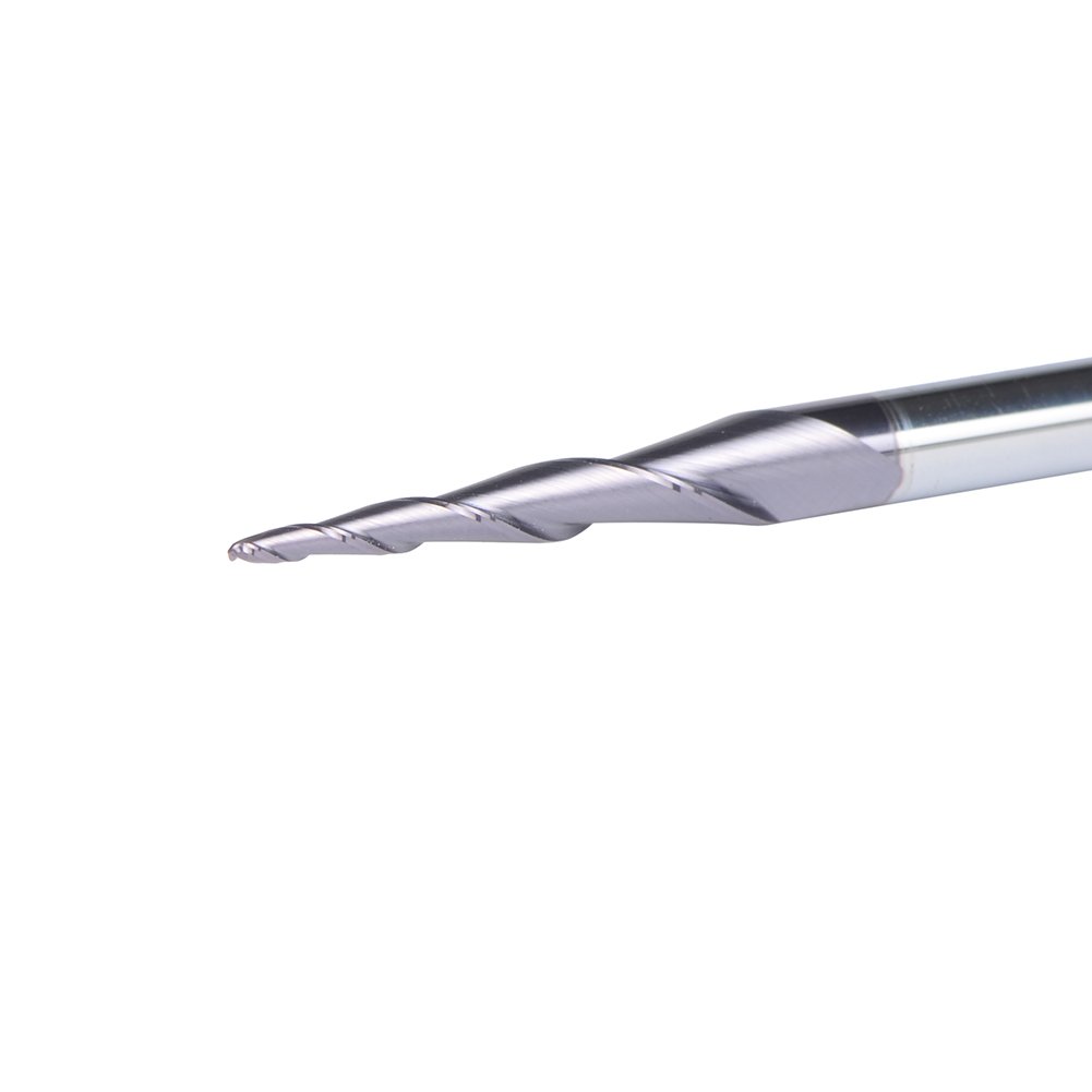 SpeTool 5 Stück/Packung konischer Kegel, 1/8 Schaftfräser, 0,5 mm Schneidradius (1,0 mm Durchmesser), 3D-Holzgravur, CNC-Fräser-Bits