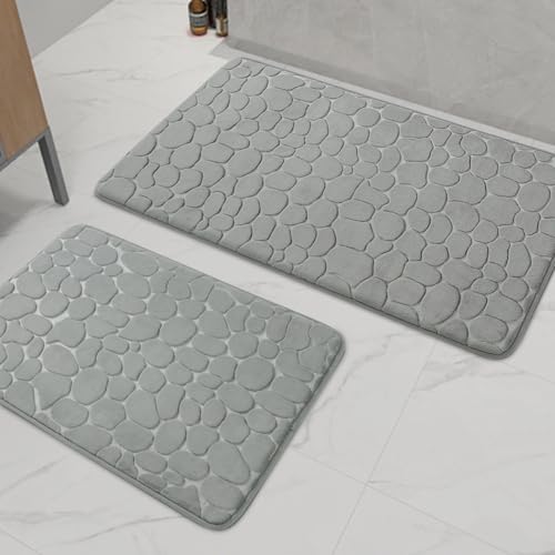 chakme Badezimmer Teppiche Sets 2 Stück, Cobblestone Memory Foam...