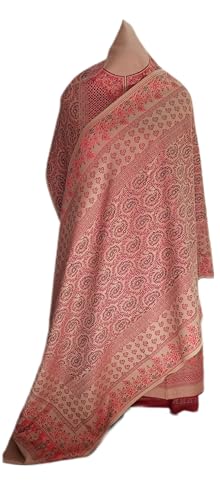 Image of Womens designer woolen suit for women with salwar and kashmiri shawl winter wear kani unstitched fabric set, stylish kurta pant set woollen dress material for women by pure pashmina wooltex